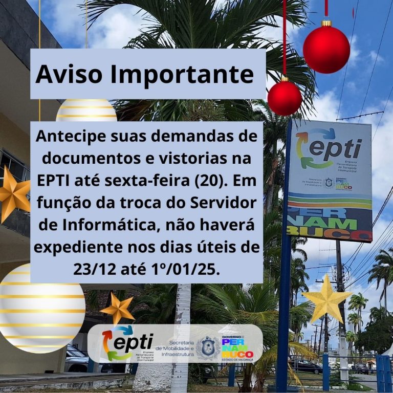 Atendimento presencial retorna em 02 de Janeiro